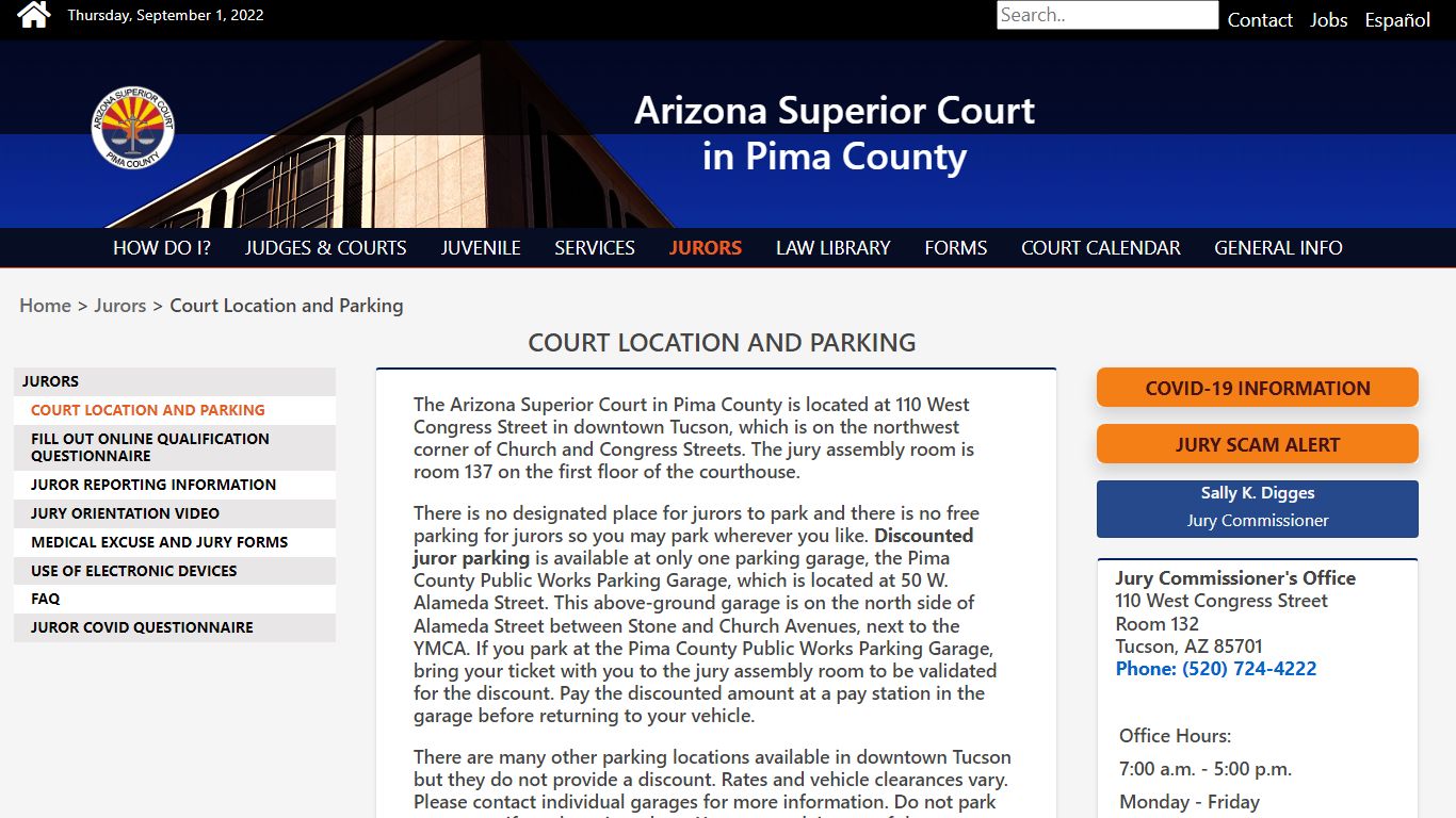 Court Location and Parking - Pima County, Arizona